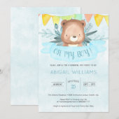 Blue Waterverf Beer Boy Baby shower Kaart (Voorkant / Achterkant)