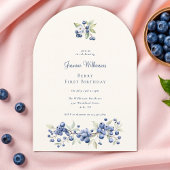 Blue Waterverf Berry eerste verjaardag Kaart