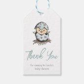 Blue Waterverf Bird Baby shower Bedankt Cadeaulabel (Voorkant)