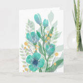 Blue Waterverf Blooms Business Happy Birthday Kaart (Voorkant)
