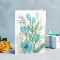 Blue Waterverf Blooms Business Happy Birthday