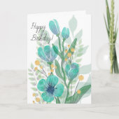 Blue Waterverf Blooms Business Happy Birthday Kaart (Voorkant)