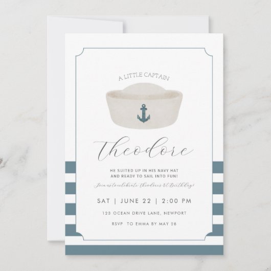 Blue waterverf Blue Marine Pet eerste verjaardag Kaart (Voorkant)