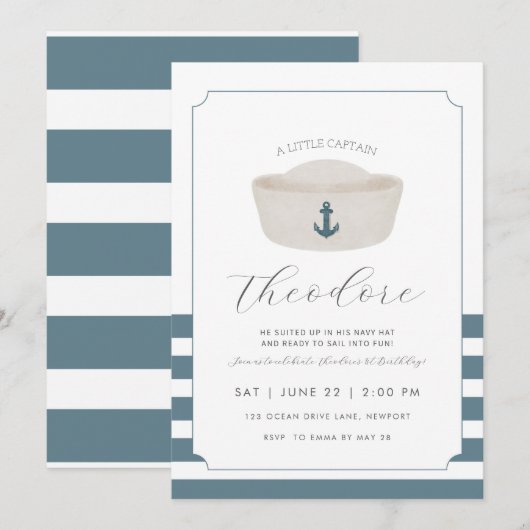 Blue waterverf Blue Marine Pet eerste verjaardag Kaart (Voorkant / Achterkant)