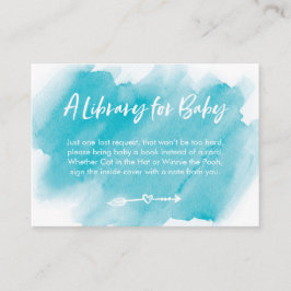Blue waterverf Book Request Baby shower Kaart
