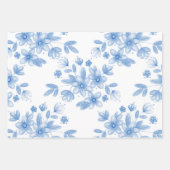 Blue Waterverf Bouquet Pattern Inpakpapier Vel (Voorkant 3)