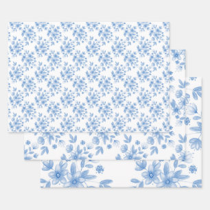 Blue Waterverf Bouquet Pattern Inpakpapier Vel