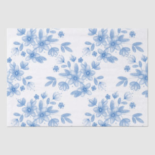 Blue Waterverf Bouquet Pattern Tissuepapier