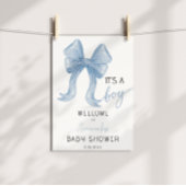 Blue Waterverf Bow Boy Baby shower Welkom Poster