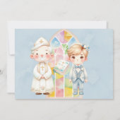 Blue Waterverf Boy 1st. communie Kaart (Achterkant)