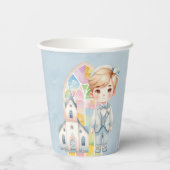 Blue Waterverf Boy 1st. communie Papieren Bekers (Achterkant)