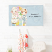 Blue Waterverf Boy 1st. communie Spandoek (Insitu)