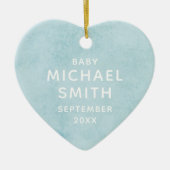 Blue Waterverf Boy Baby Memorial Heart Kerstmis Keramisch Ornament (Voorkant)
