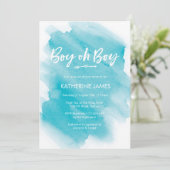 Blue waterverf Boy Baby shower uitnodiging (Staand voorkant)