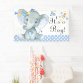 Blue Waterverf Boy Elephant Baby shower Spandoek (Insitu)