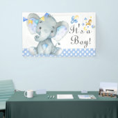 Blue Waterverf Boy Elephant Baby shower Spandoek (Beurs)