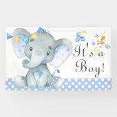 Blue Waterverf Boy Elephant Baby shower Spandoek (Horizontaal)