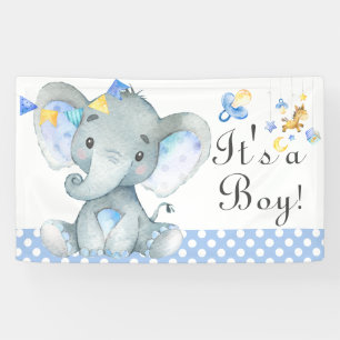 Blue Waterverf Boy Elephant Baby shower Spandoek