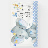 Blue Waterverf Boy Elephant Baby shower Spandoek (Verticaal)