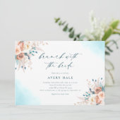 Blue Waterverf Brunch Vrijgezellenfeest Kaart (Staand voorkant)