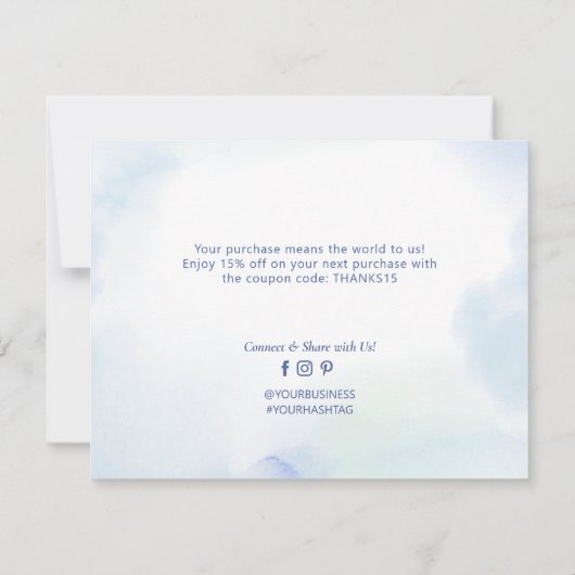 Blue Waterverf Business Logo Package - Hartelijk d Bedankkaart (Achterkant)