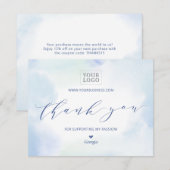 Blue Waterverf Business Logo Package - Hartelijk d Bedankkaart (Voorkant / Achterkant)