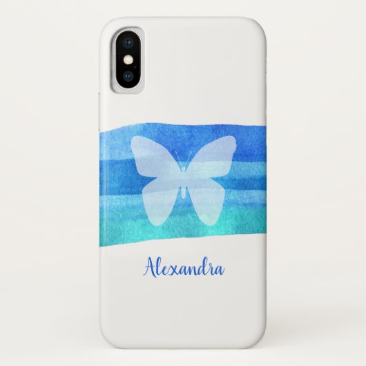 Blue Waterverf Butterfly - Aangepast Case-Mate iPhone Case (Achterkant)
