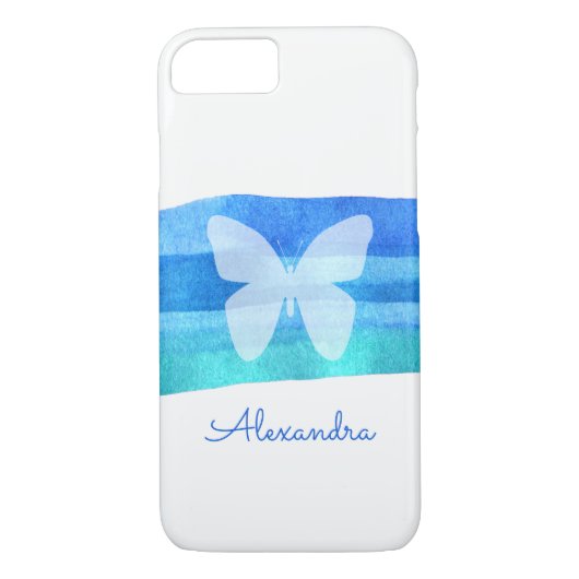 Blue Waterverf Butterfly - Aangepast Case-Mate iPhone Case (Achterkant)