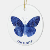 Blue Waterverf Butterfly - Aangepast Keramisch Ornament (Links)