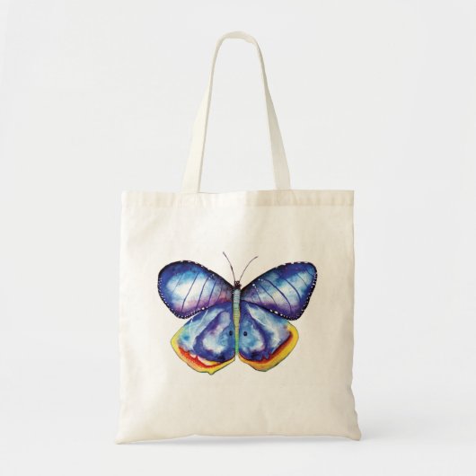 Blue Waterverf Butterfly Art Budget Tas (Voorkant)