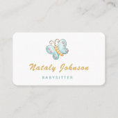 Blue Waterverf Butterfly Babysitter Minimale Kute Visitekaartje (Voorkant)