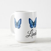 Blue waterverf Butterfly Coffee Mok giften (Voorkant links)