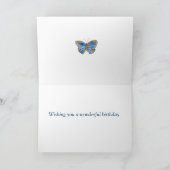 Blue Waterverf Butterfly Happy Birthday Kaart (Binnen)