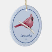 Blue Waterverf Cardinaal Bird Persoonlijke naam Keramisch Ornament (Rechts)