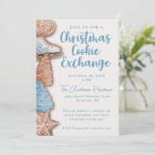Blue Waterverf Christmas Cookie Exchange Kaart (Staand voorkant)