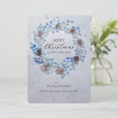 Blue Waterverf Christmas Wreath Feestdagenkaart (Staand voorkant)