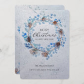 Blue Waterverf Christmas Wreath Feestdagenkaart (Voorkant / Achterkant)