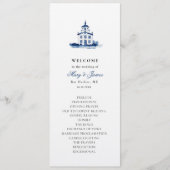 Blue Waterverf Church Wedding Platte Programma Programmakaart (Voorkant)