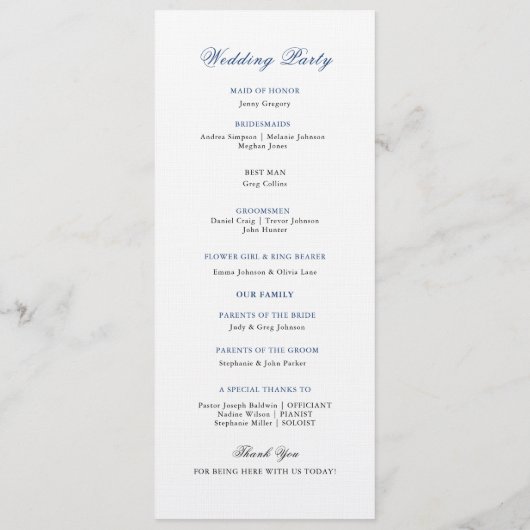 Blue Waterverf Church Wedding Platte Programma Programmakaart (Achterkant)