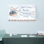 Blue Waterverf City Helikopter Verjaardag Spandoek (Beurs)