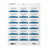 Blue Waterverf City Skyline Etiket (Full Sheet)