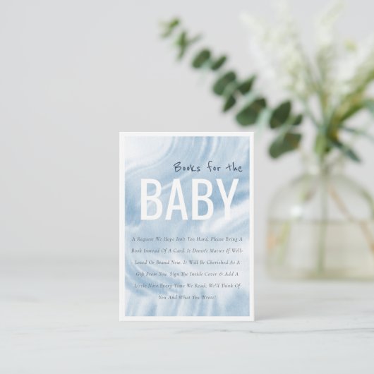 Blue Waterverf Clouds boeken voor het Baby shower Informatiekaartje (Staand voorkant)