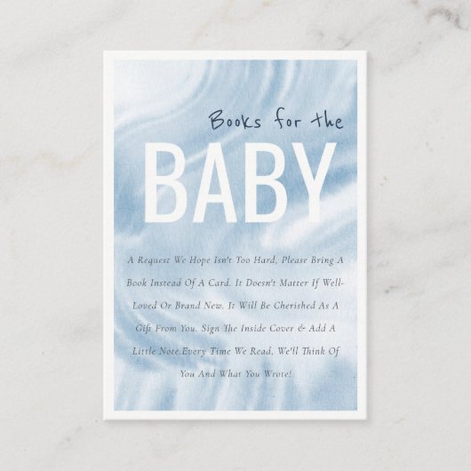 Blue Waterverf Clouds boeken voor het Baby shower Informatiekaartje (Voorkant)