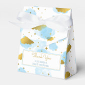 Blue Waterverf Clouds Gold Stars Sky Baby shower Bedankdoosjes (Voorkant Zijde)