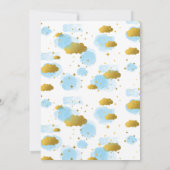 Blue Waterverf Clouds Gold Stars Sky Baby shower Kaart (Achterkant)