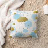 Blue Waterverf Clouds Gold Stars Sky Kussen (Deken)