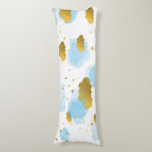 Blue Waterverf Clouds Gold Stars Sky Lichaamskussen (Voorkant Verticaal)