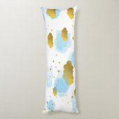 Blue Waterverf Clouds Gold Stars Sky Lichaamskussen (Achterkant (Verticaal))