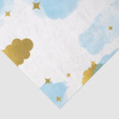 Blue Waterverf Clouds Gold Stars Sky Tissuepapier (Detail)