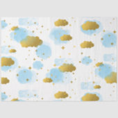 Blue Waterverf Clouds Gold Stars Sky Tissuepapier (Voorkant)